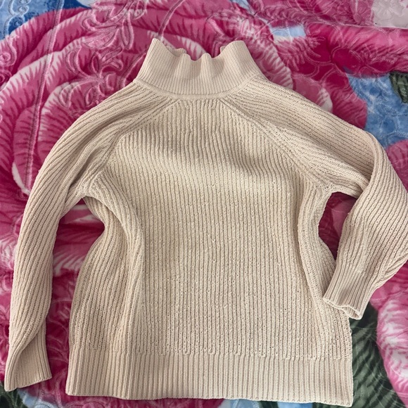 aerie Cream Ribbed Polo Sweater Pullover - Picture 4 of 6